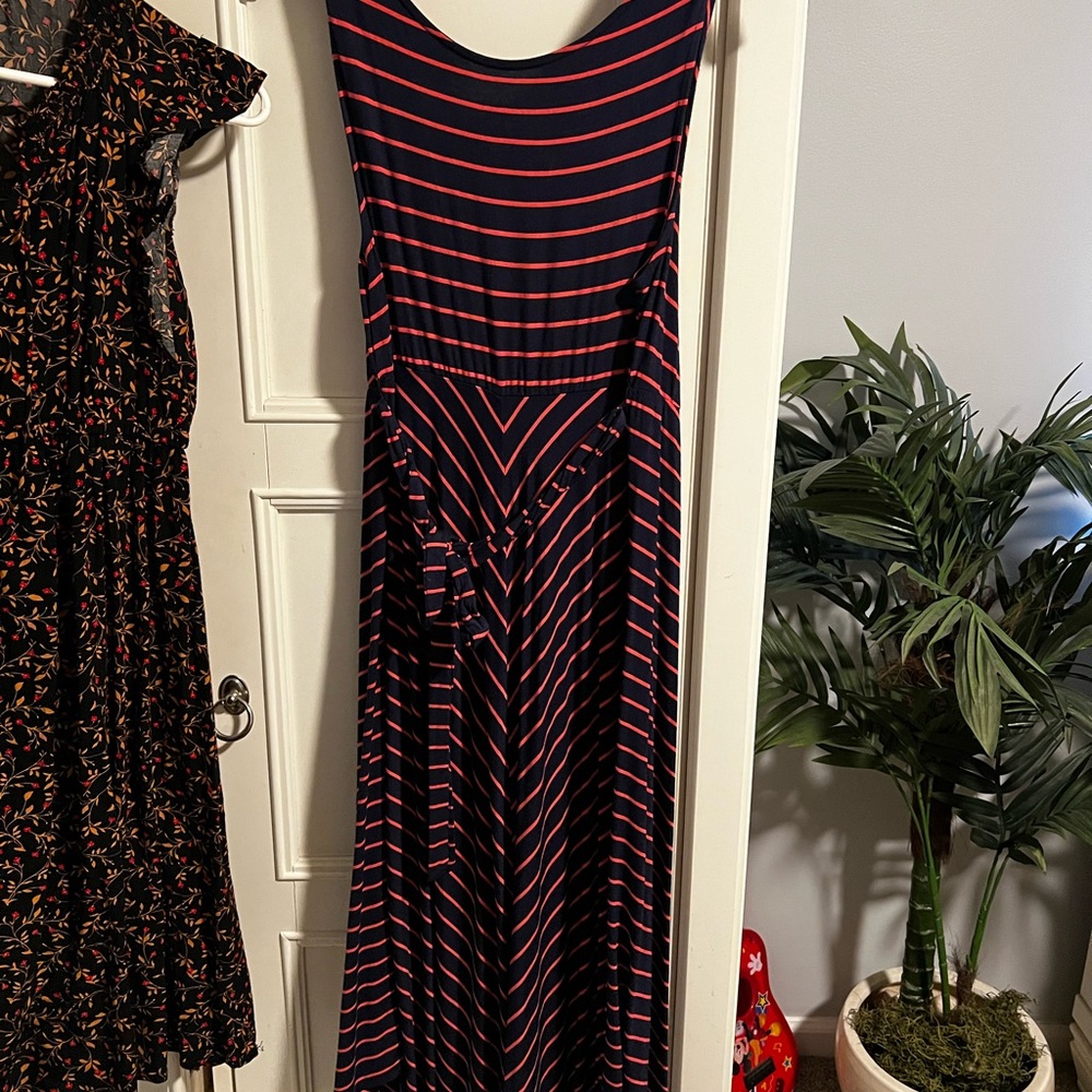 Striped Navy and pink Women's maternity Dress